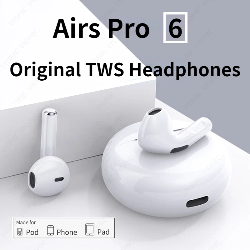 Original Pro6 TWS Touch Control Wireless Bluetooth 5.0 Headphones Sport Earbuds Music Headset For iphone Xiaomi phones Earphones