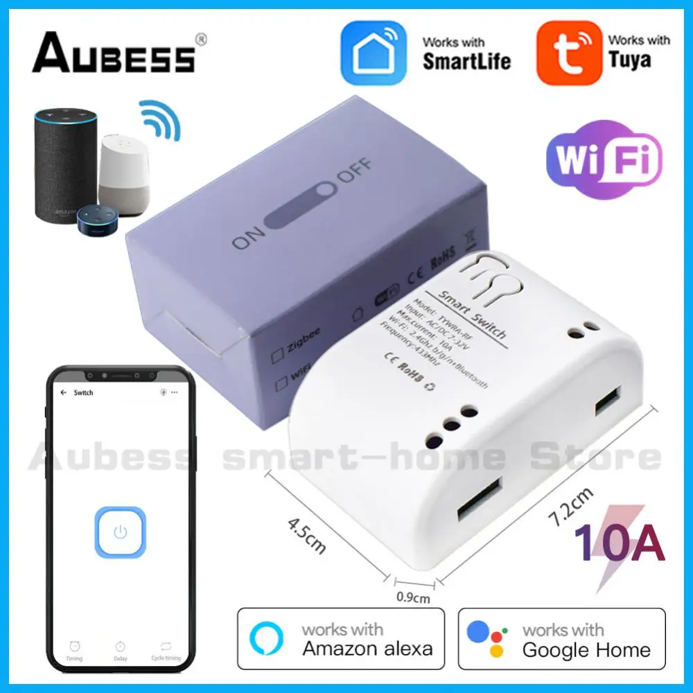 

Умный выключатель Tuya с Wi-Fi, модули автоматизации с одним реле, дистанционное управление через приложение, таймер с голосовым управлением че...