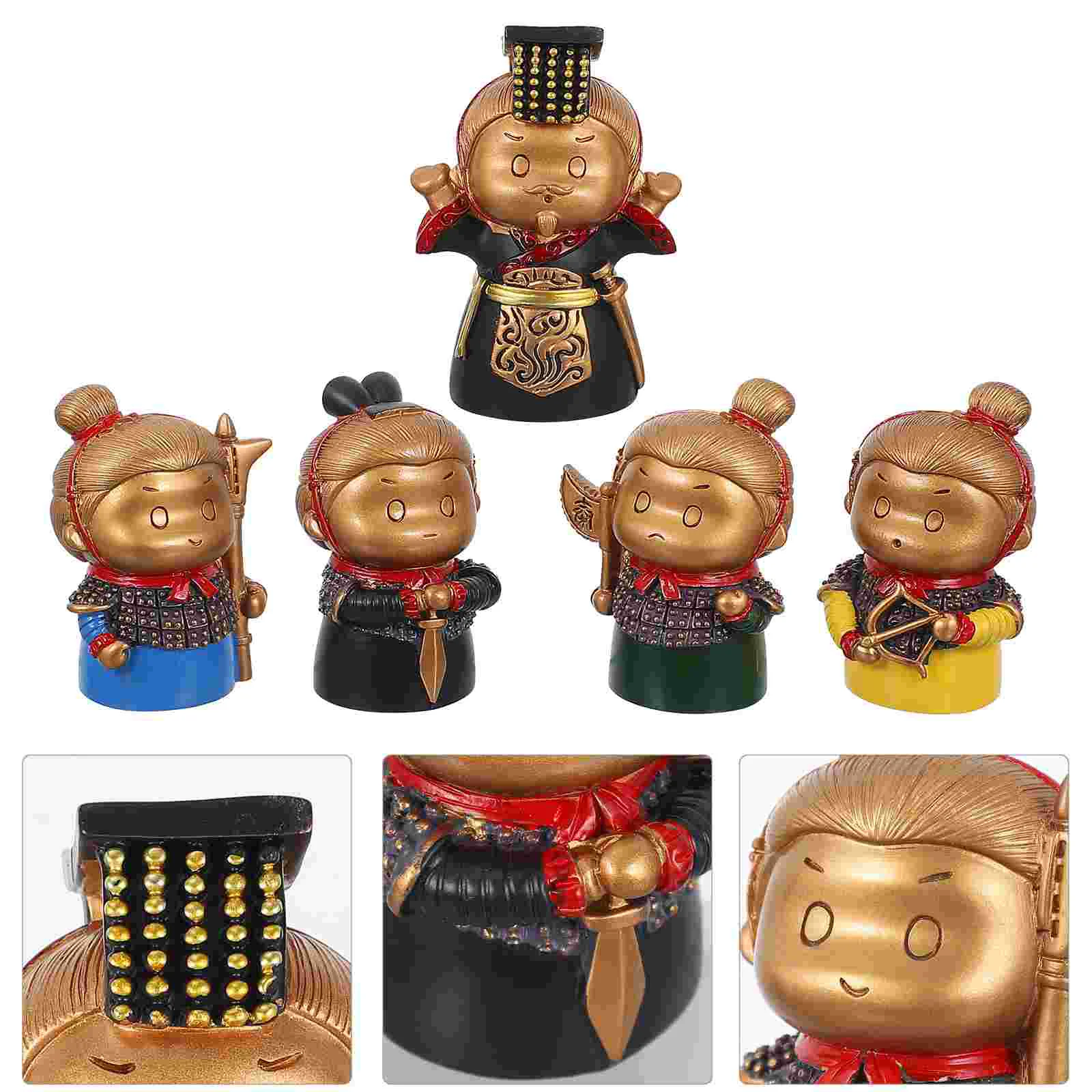 

5 шт китайские украшения из смолы Qin украшения воины выпечка Торт Декор Topper