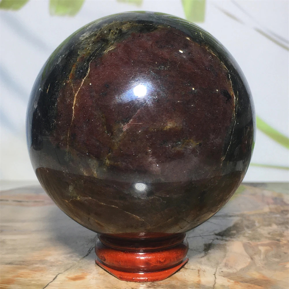 

Natural Ball Garnet And Cherry Blossom Symbiont Crystal Quartz Sphere Gem Mineral Stone Globe Home Decoration Feng Shui Healing