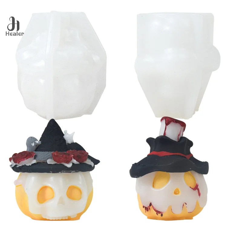 Силиконовая форма в виде тыквы призрака свечи формы на Хэллоуин ведьмы шляпы