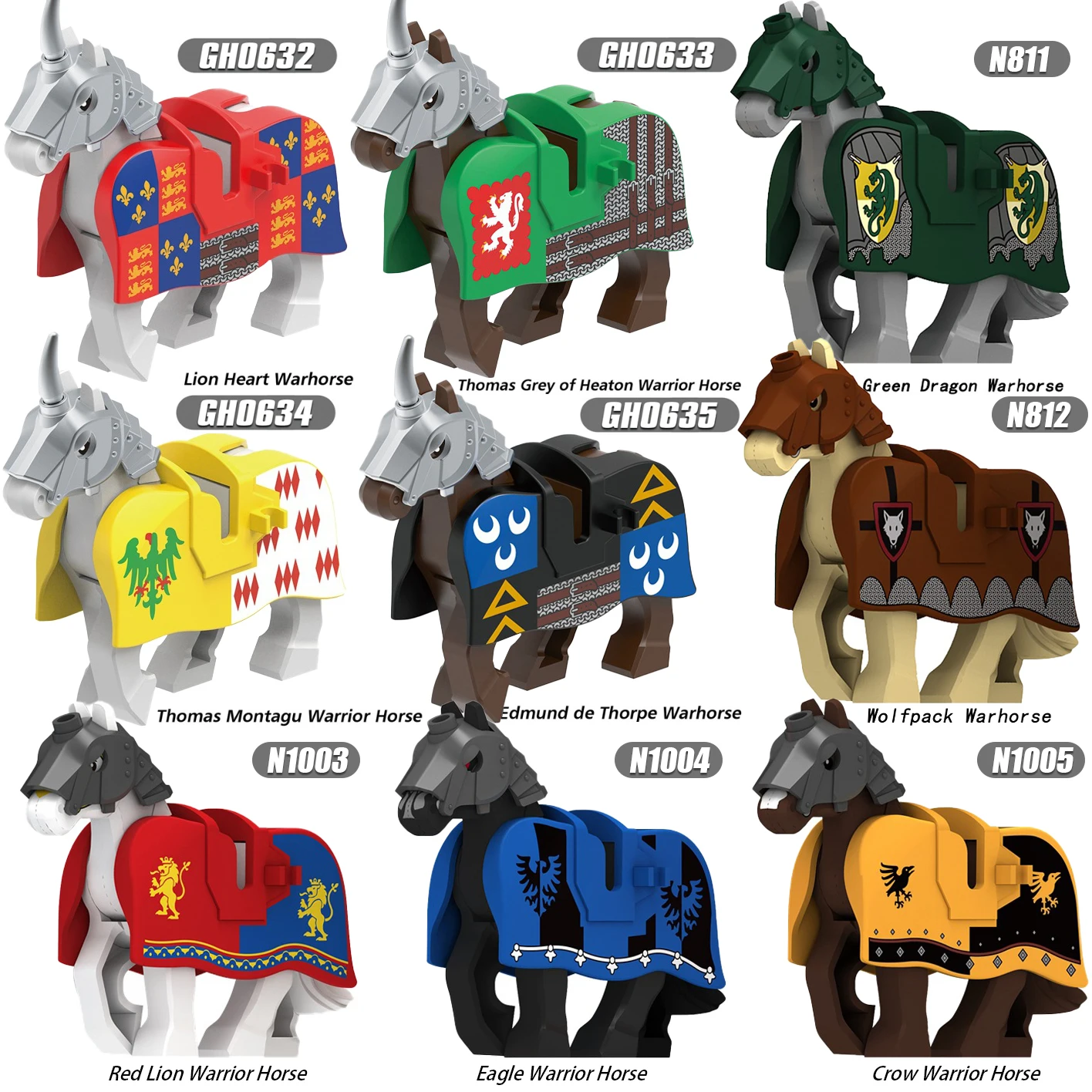 MOC Medeival Knights Horse Строительные блоки Ворона Волк Warhorse Орел Лев Зеленый Дракон Воин Кирпичи Игрушки Детский подарок (art.: 3920cbbbe74be) - 3920cbbbe74be