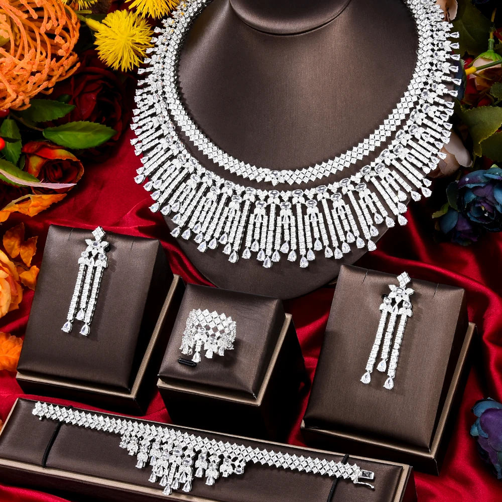 

GODKI Новый трендовый 4 шт полный микро CZ Роскошный Африканский набор украшений для женщин Свадебная вечеринка Циркон Кристалл индийский шейн...