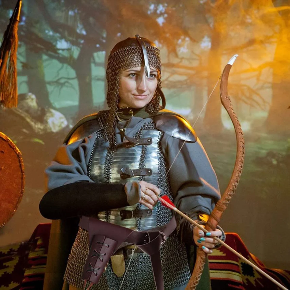 Кожаный ремень-Кобура в средневековом стиле черный пояс с кинжалом лягушкой