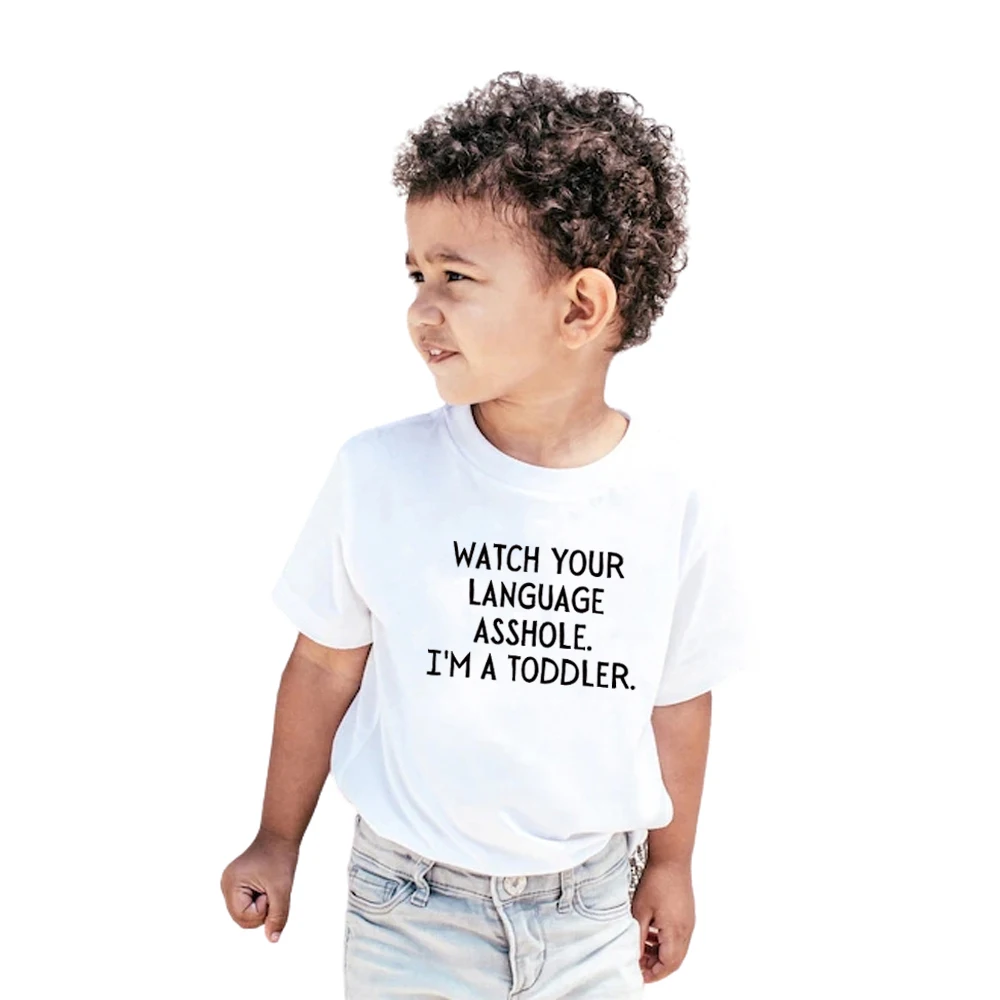 

Watch Your Language Asshole I'm A Toddler Shirt cotton kids t Shirt Toddler Gifts Funny Toddler T-Shirt Funny Toddler Saying