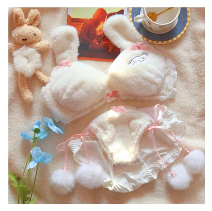 Girls lolita plush bra underwear my melody bralette push up brassiere  wirefree warm kawaii bra underpants seamless lingerie
