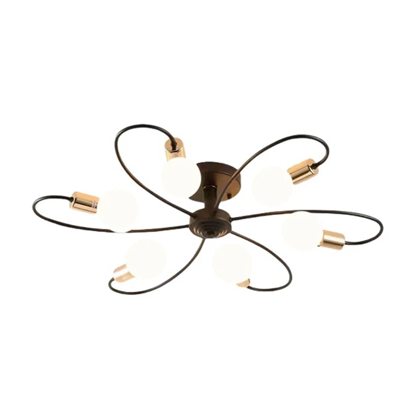 

Потолочный светильник из кованого железа с 6 головками, лампа в стиле ретро, индастриал, лофт, скандинавский купол для домашнего декора, стол...