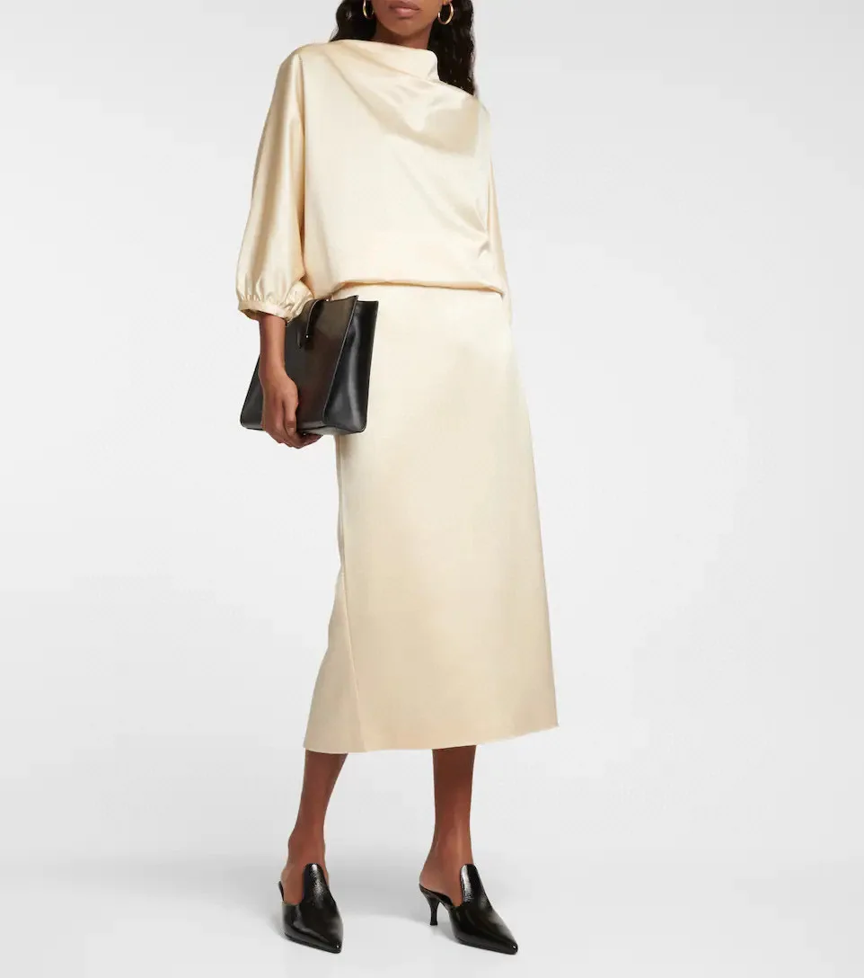 

Totem* Summer/Autumn New Women's skirt French Elegant Long sleeved loose Outline mid length skirt Relaxed leisure commuting