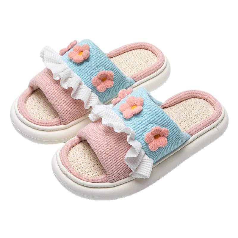 Linen Slippers Home Women Thick Bottom Lovely Slippers Cotton Slippers Warm Slippers Women Shoes Personalized Deodorization