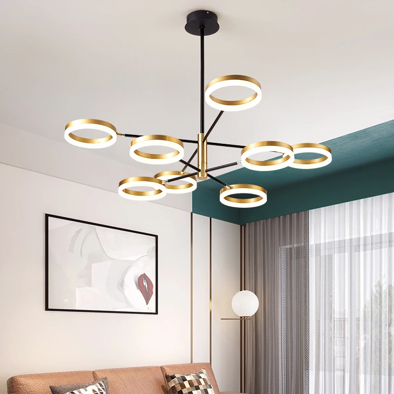 

Modern Simple Atmospheric Round Chandelier, Master Bedroom Calligraphy Lamp, and New Luxury LED Tricolor Lamp in any Space