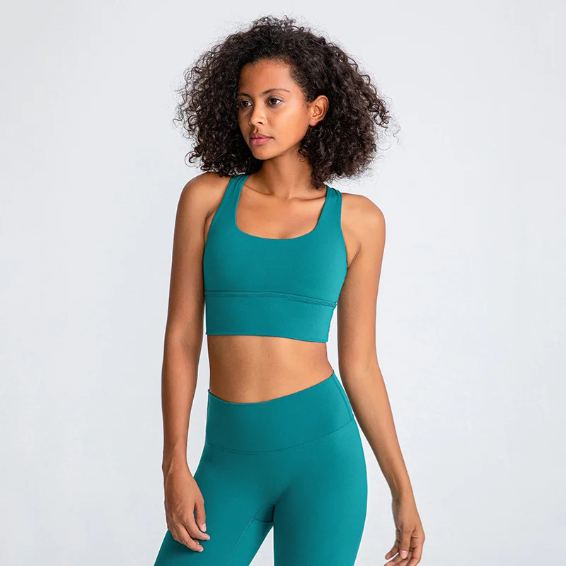 

Quality Fitness High Bra Women Gym Tank Top Butter Soft Cross Back Yoga Vest Athletic High Impact Brassiere With Chest Pad