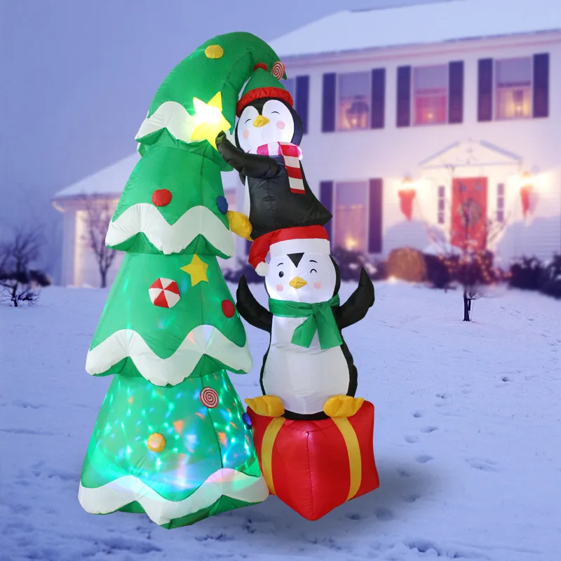 

Christmas Inflatable Decoration Christmas Tree Santa Claus Blow Up Yard Ornament with Color LED Lights for Funny Xmas Holiday