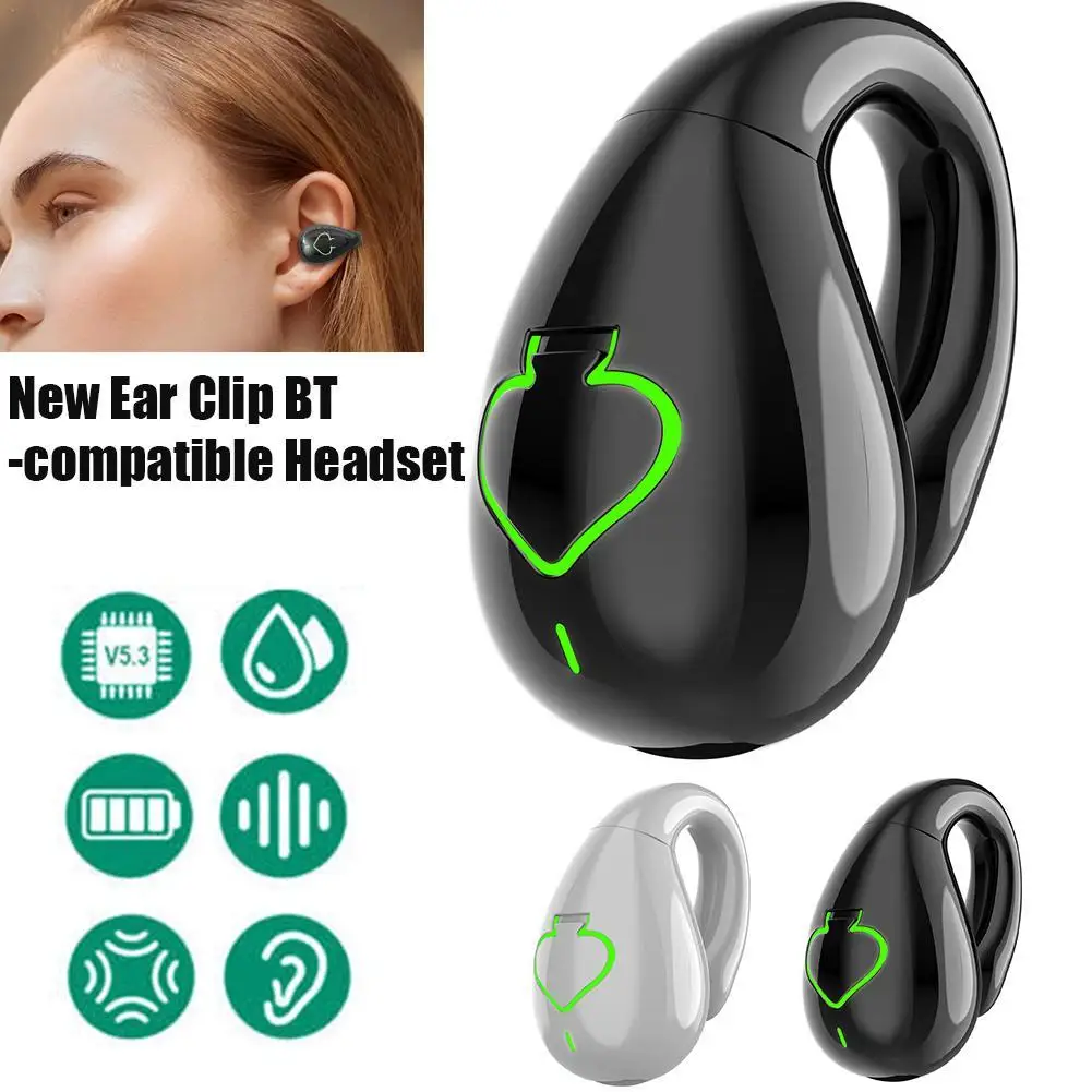 

AX11 Bone Conduction Earphones Bluetooth-compatible HiFi Stereo Ear Clip Earbud Sports Wireless Mini Noise Cancelling Headse
