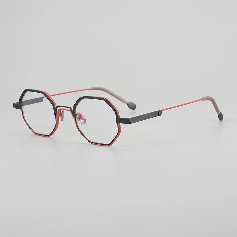 Многоугольная сверхлегкая оправа для очков из чистого титана AEV-D01DBX двухцветная