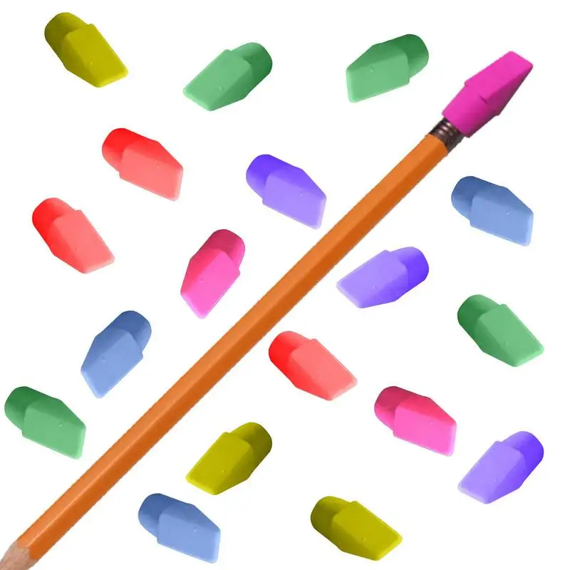 

Pencil Erasers Wedge-Shaped Pencil Eraser Caps 50pcs/100pcs/200pcs School Erasers For Drafting Sketching Painting Color Random