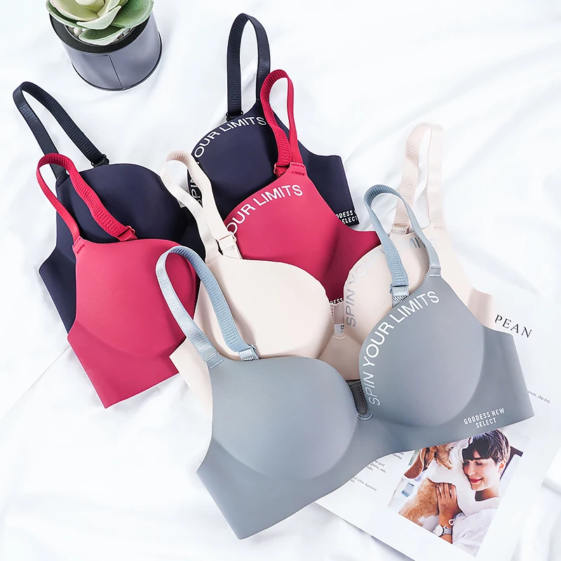 

Women Seamless Bra Sexy Push Up Bralette Underwear Wireless Female Lingerie Fashion Letter Pattern Bras Three Quarters(3/4 Cup)