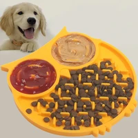 1 pcs dog slow feeder suction cup non slip licking plate cat lick mat silicone anti choking durable pet slow food plate