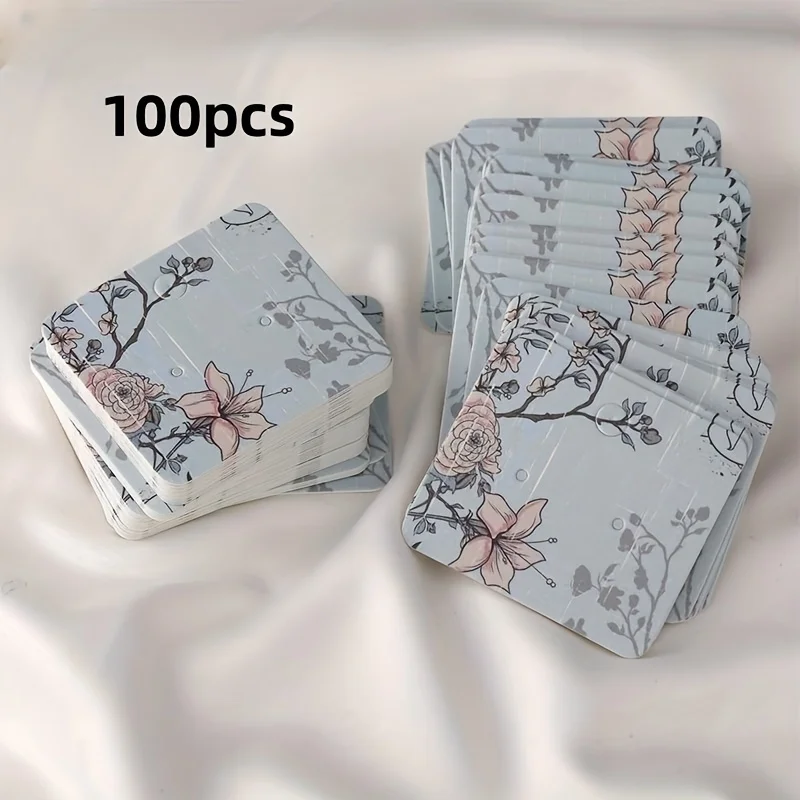 

Картонные подставки для сережек с цветами и птицами, 100 шт.