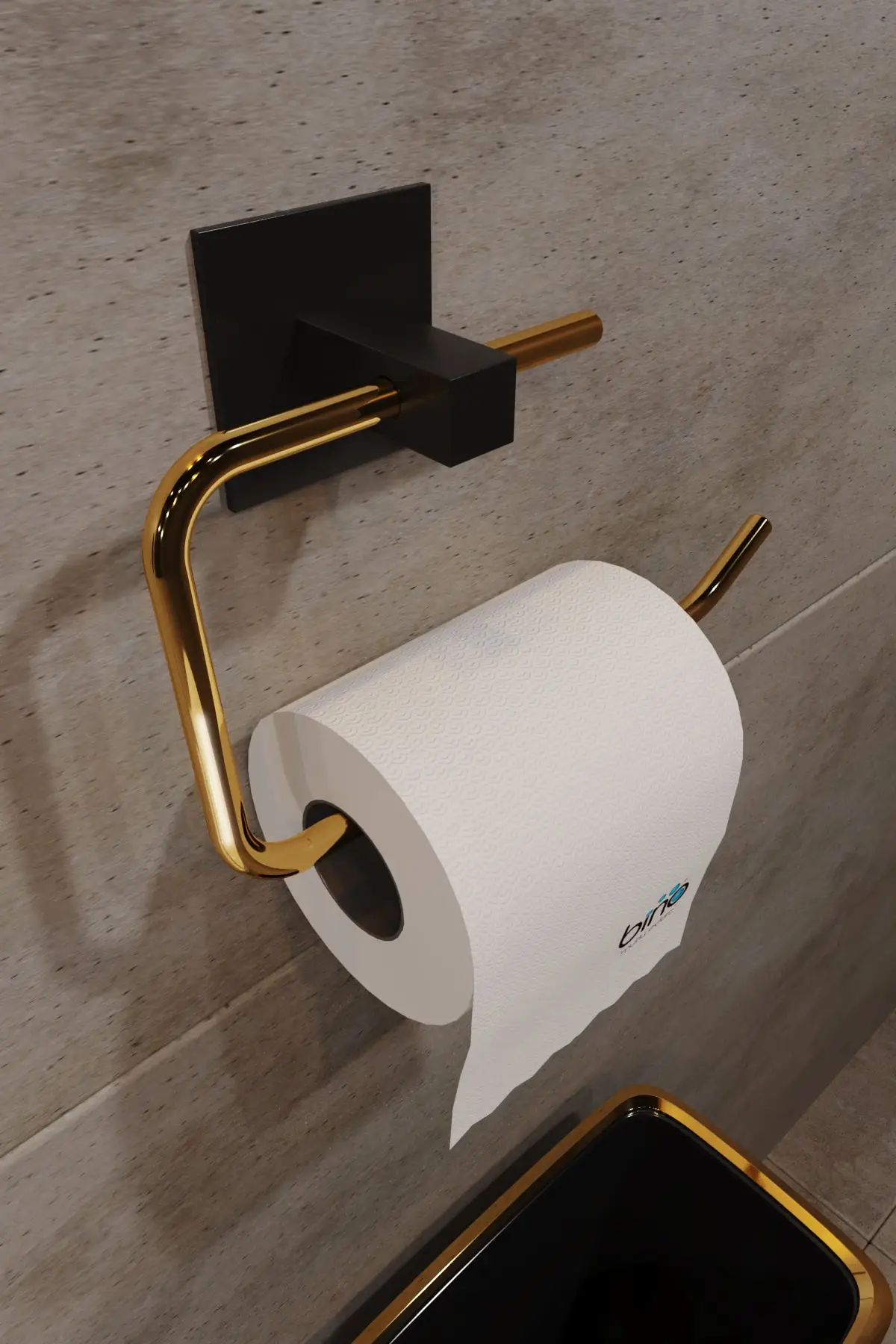 

Gold Stainless Steel Wc Kağıtlık Toilet Roll Holder Toilet Paper Rack Adhesive Design