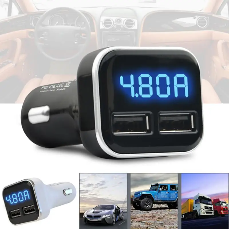 

New 4.8A Car Phone Charger New Appearance Express Charging Voltage Display Current Display Auto Battery Charging Units