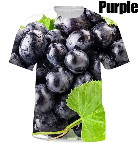 Футболка с 3D-принтом винограда, повседневная индивидуализированная рубашка с круглым вырезом, лето