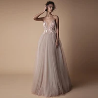 fashion 2022 new arrival sexy bridesmaid dresses women deep v neck backless spaghetti straps appliques wedding party vestidos