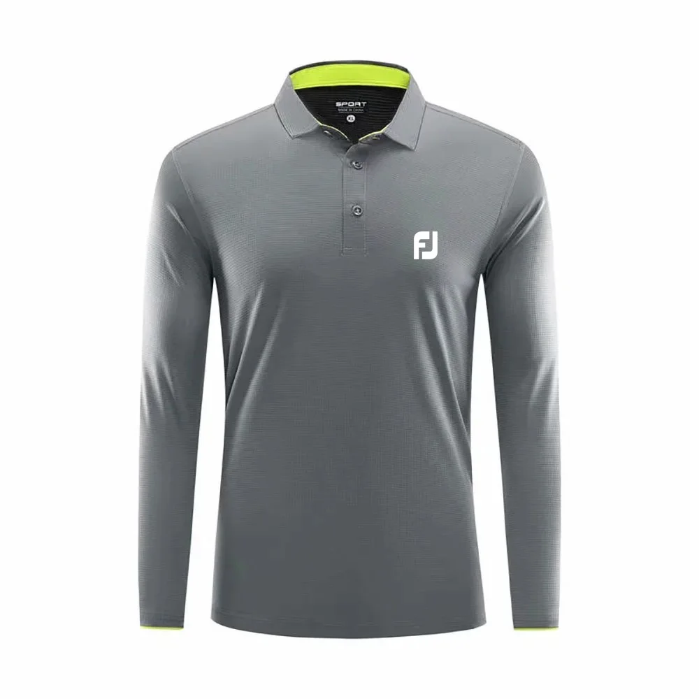 Men's Polo Long Sleeved Sports Golf Shirt Breathable and Quick Drying Spring Autumn Clothing