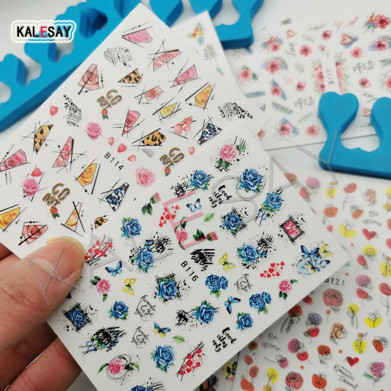 

DIY Love Day Nail Art Stickers Manicure Design Flower Nail Decals Designer Stickers for Nails Foil Nail Art Decorations Decor