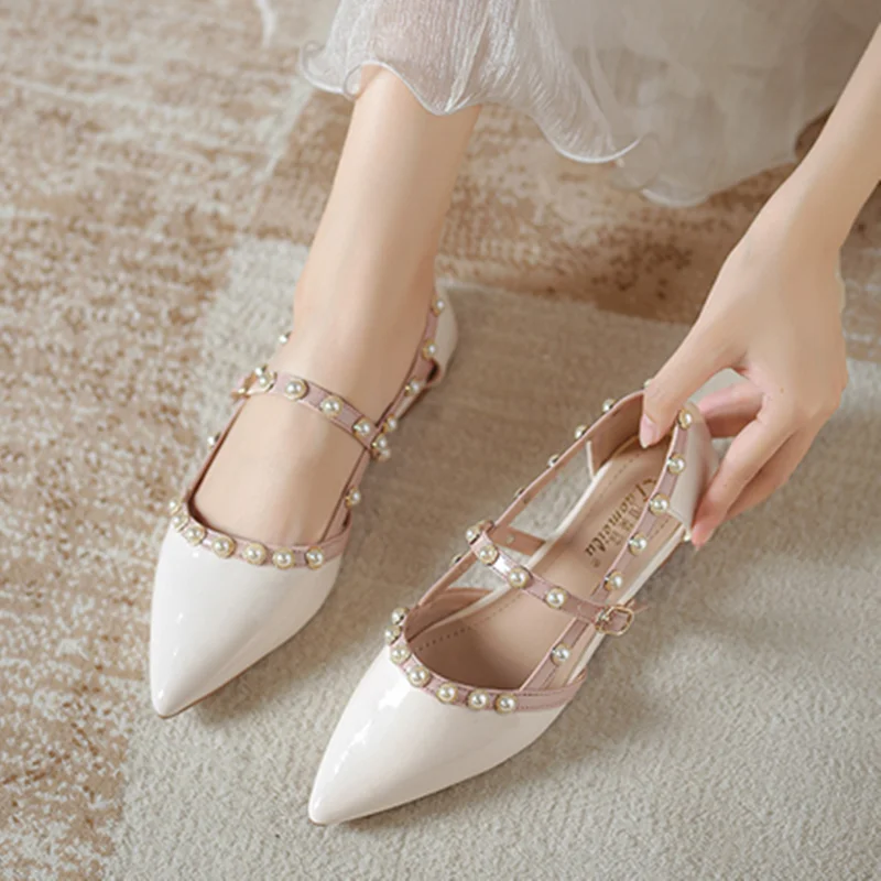 Princess Girls Beading Sandals Patent Leather Lovely Dress Beauties Shoes Pink Beige Blue Wide & Narrow Foot Slip-On 32-48 22cm