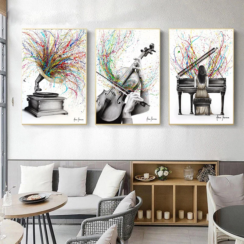 Абстрактная красочная Картина на холсте со звуком настенное искусство картина