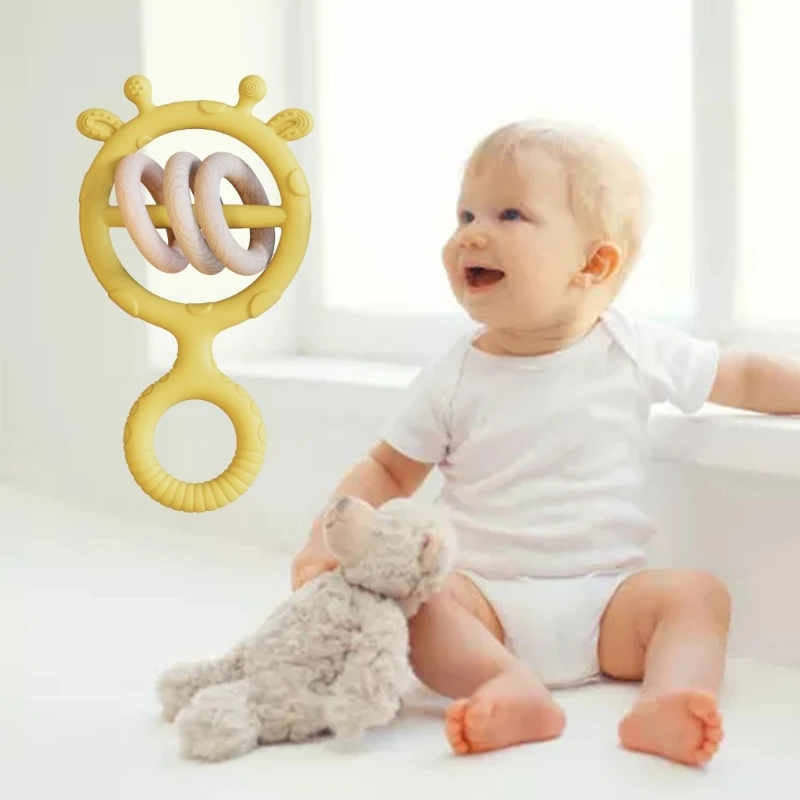 

Silicone Teething Toy Toddler Rattle Sensory Teether Toy Rattle Toy For Babies Newborn Rattle Toy Silicone DropShipping