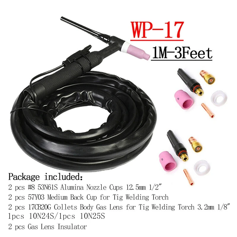 Wp17 150A TIG Torch 1M Complete Flexible Head Air Cooling W Consumables | Other Tool Parts