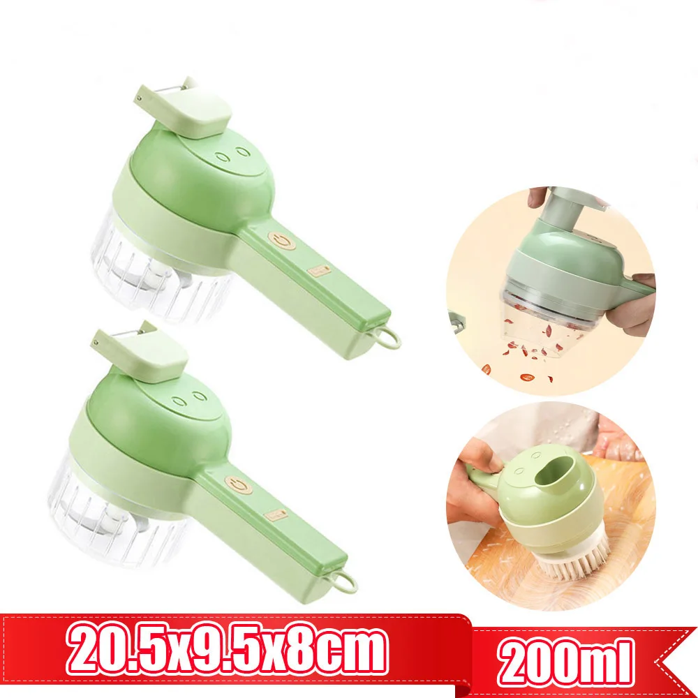 

4 In1 Multifunctional Electric Vegetable Cutter Slicer Garlic Mud Masher Chopper Cutting Pressing Mixer Food Slice Usb Charging