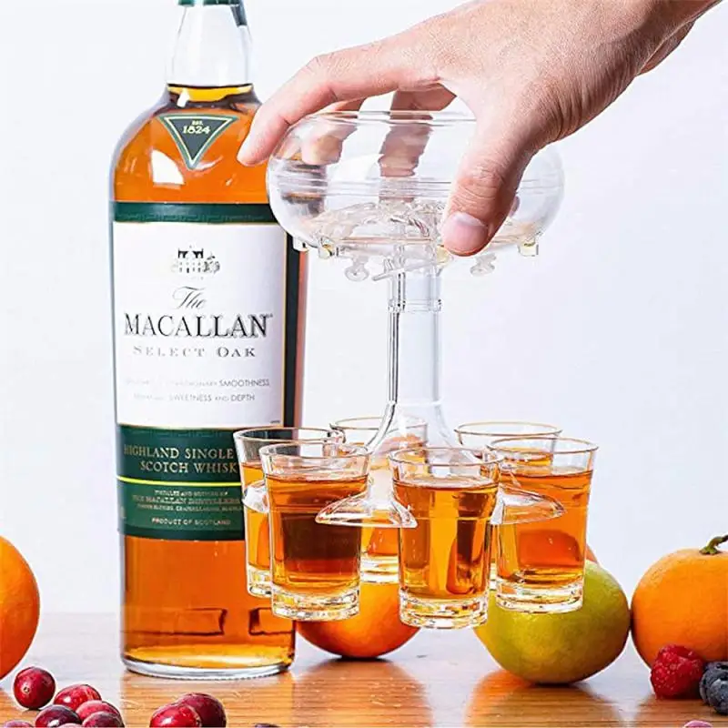 

5/6 Shot Wine Dispenser 2-in-1 Glass Wine Whisky Beer Dispenser Holder Transparent Liquor Party Pourer Artifact Bar Accessories