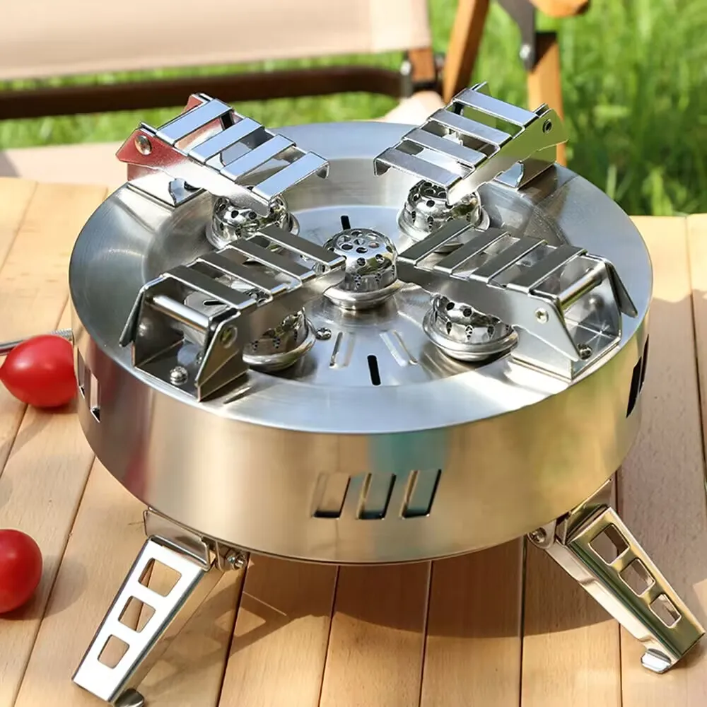 Outdoor Gas Stove Picnic Backpacking 5 Holes Stove Burner кемпинг