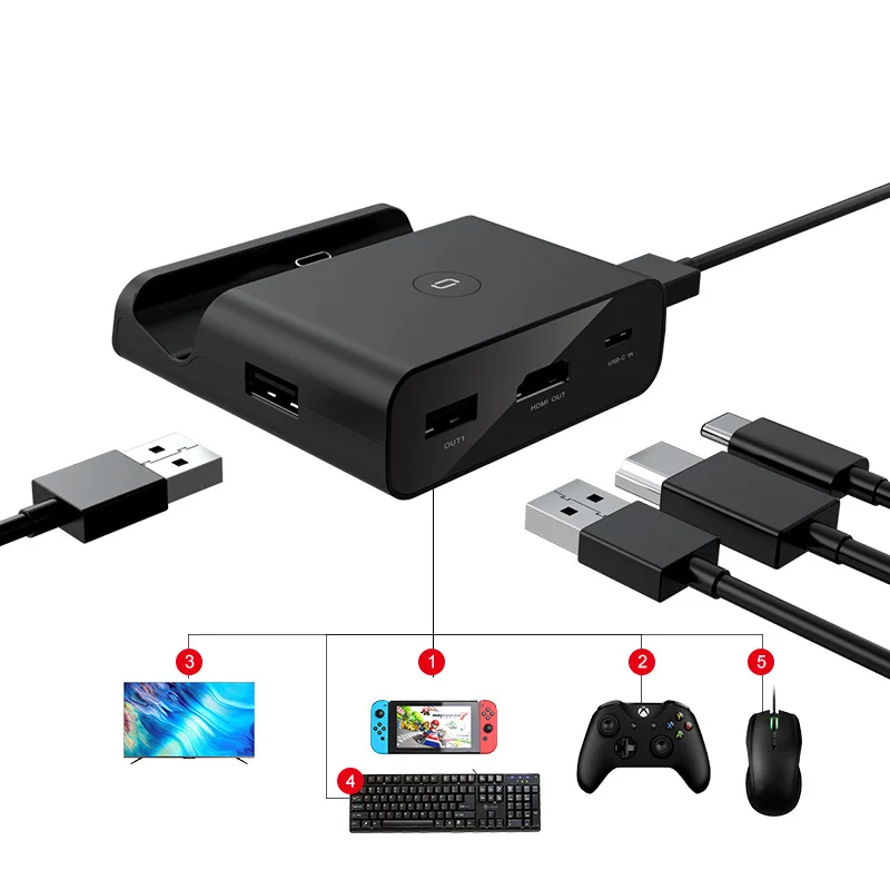 

6-портовая зарядная док-станция для коммутатора HDMI-совместимая с 4K 1080P видеоадаптер конверсионное зарядное устройство базовая подставка дл...