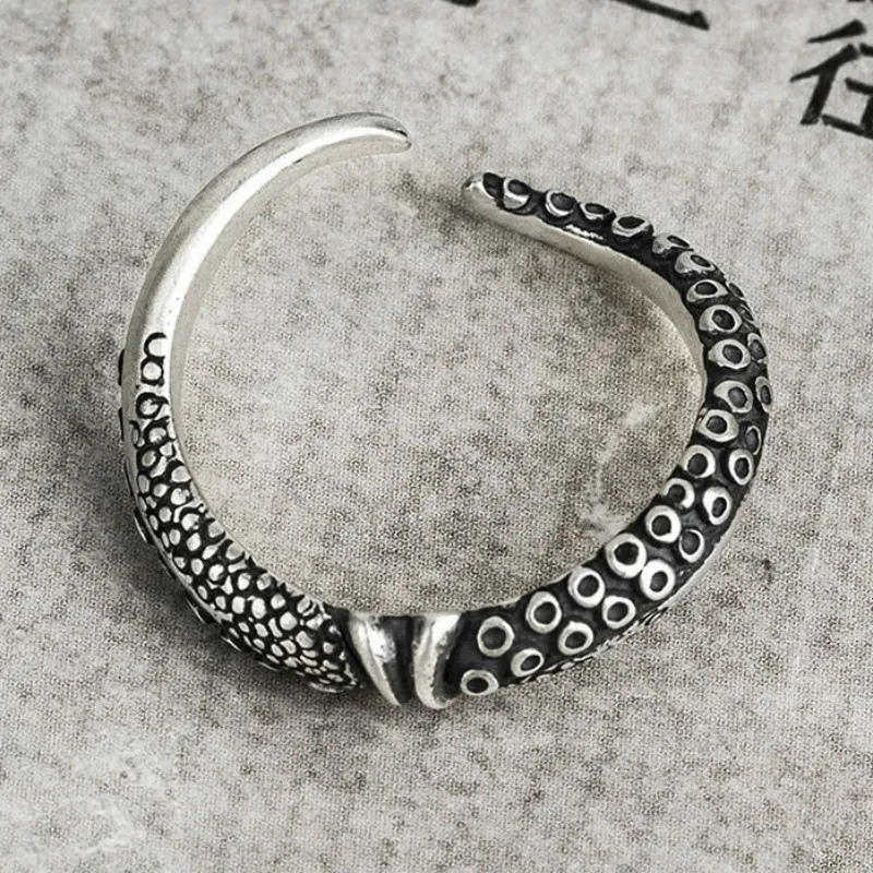 Мужское и женское кольцо из серебра 925 пробы с осьминогом