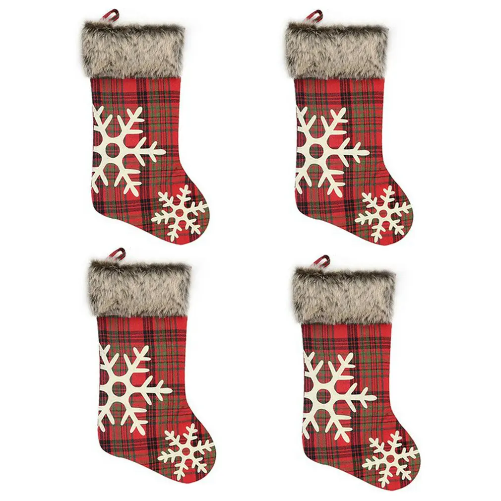 

Christmas Stockings 4PCS Non-Woven Fabric Holiday Hanging Ornaments Gift Candy Bag New Year Gifts Socks Christmas Socks