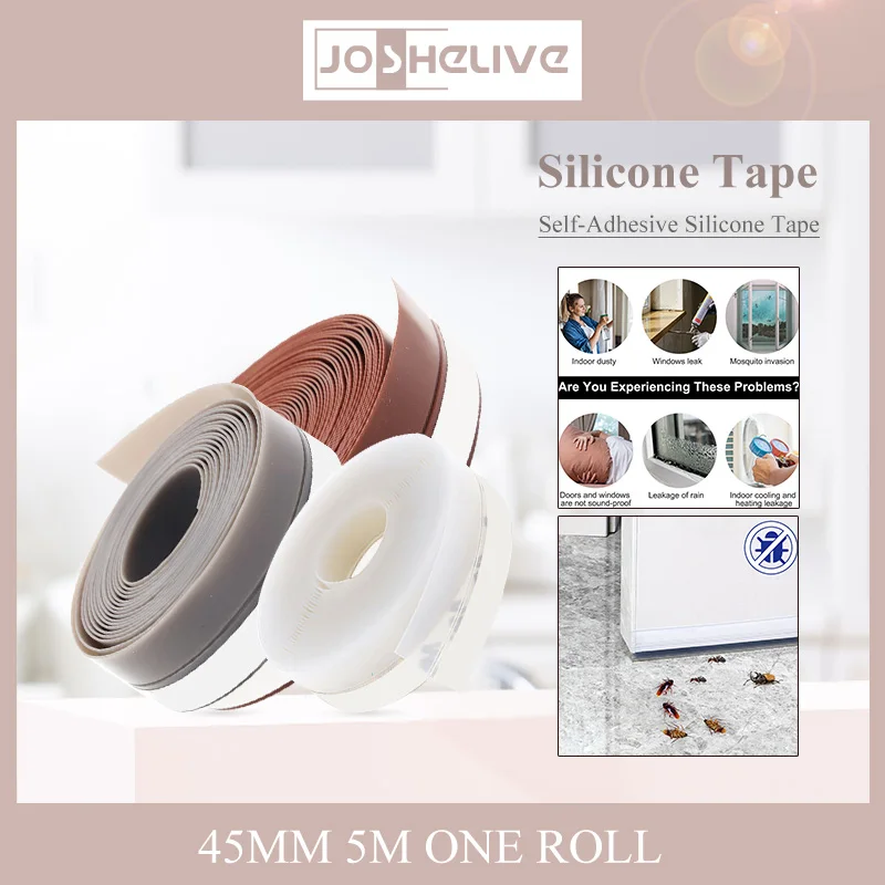 

16FT 5M Self Adhesive Door Bottom Seal Strip Door And Window Seal Sound Insulation Strip Windproof Windshield Weather Tape Strip