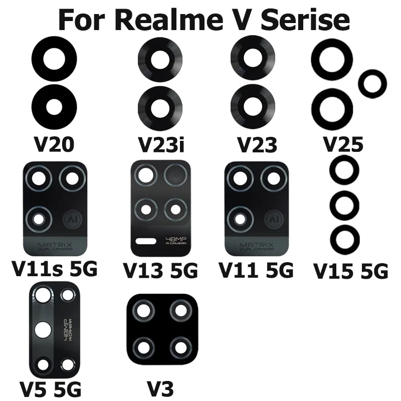 

Original For Realme V20 V3 V5 V11 V13 V15 V11s V25 V23 V23i 4G 5G Back Camera Glass Lens With Adhesive Sticker Repair Parts
