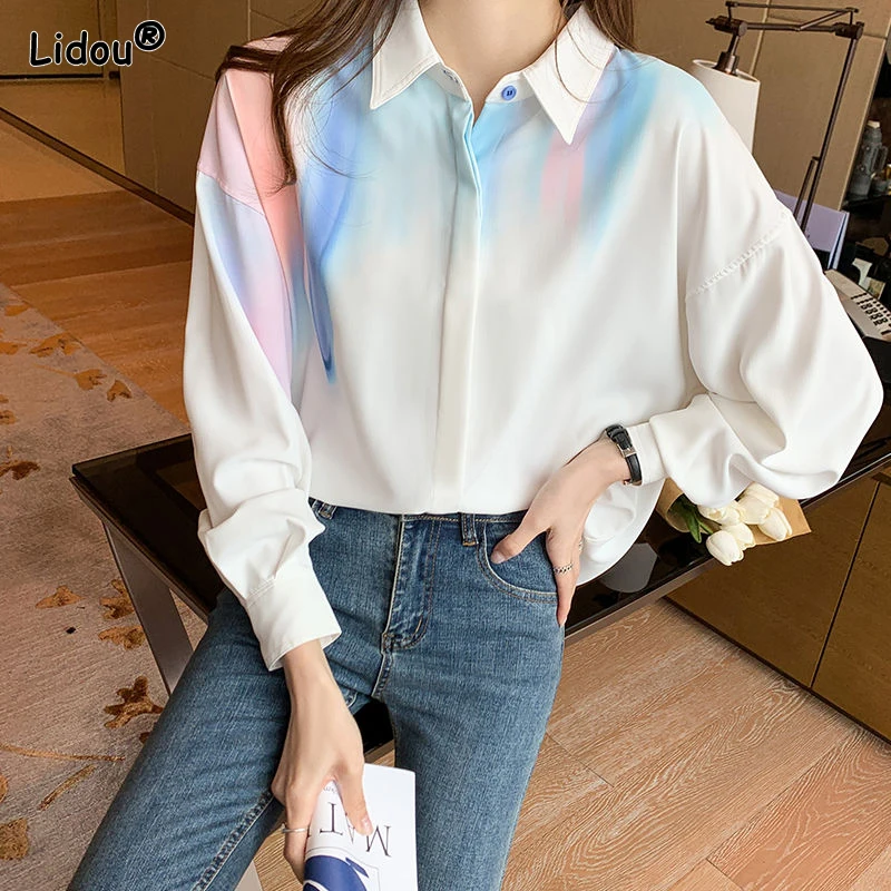 Button Women's Clothing 2023 Turn-down Collar Intellectual Solid Temperament Business Casual Blouses Thin Elegant Spring Summer