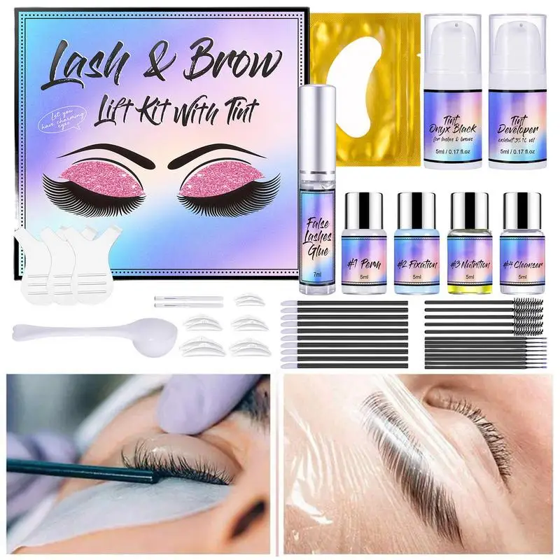 

Eyelash Perming Kit Eyebrows Dyeing Shaping Long Lasting Quick Lifting & Voluminous Coloring With Complete Tools For Salon Grade