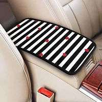 black white stripes red hearts car center console armrest cover pad seat armrest box protector universal car trim suit
