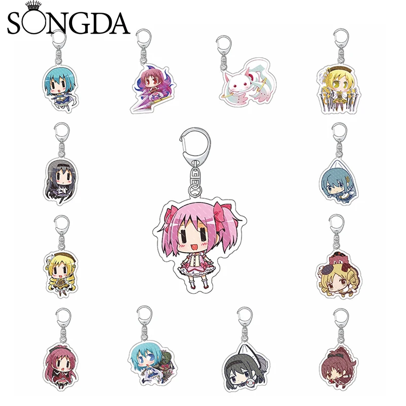 

Puella Magi Madoka Magica аниме брелок Kaname Madoka акриловые милые Мультяшные фигурки Подвеска для сумки двусторонний брелок для ключей Поклонники подаро...