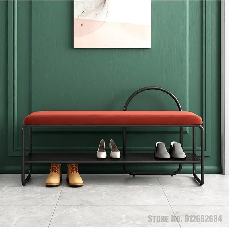 Железный модный стул светильник обуви роскошная мебель для коридора мягкая