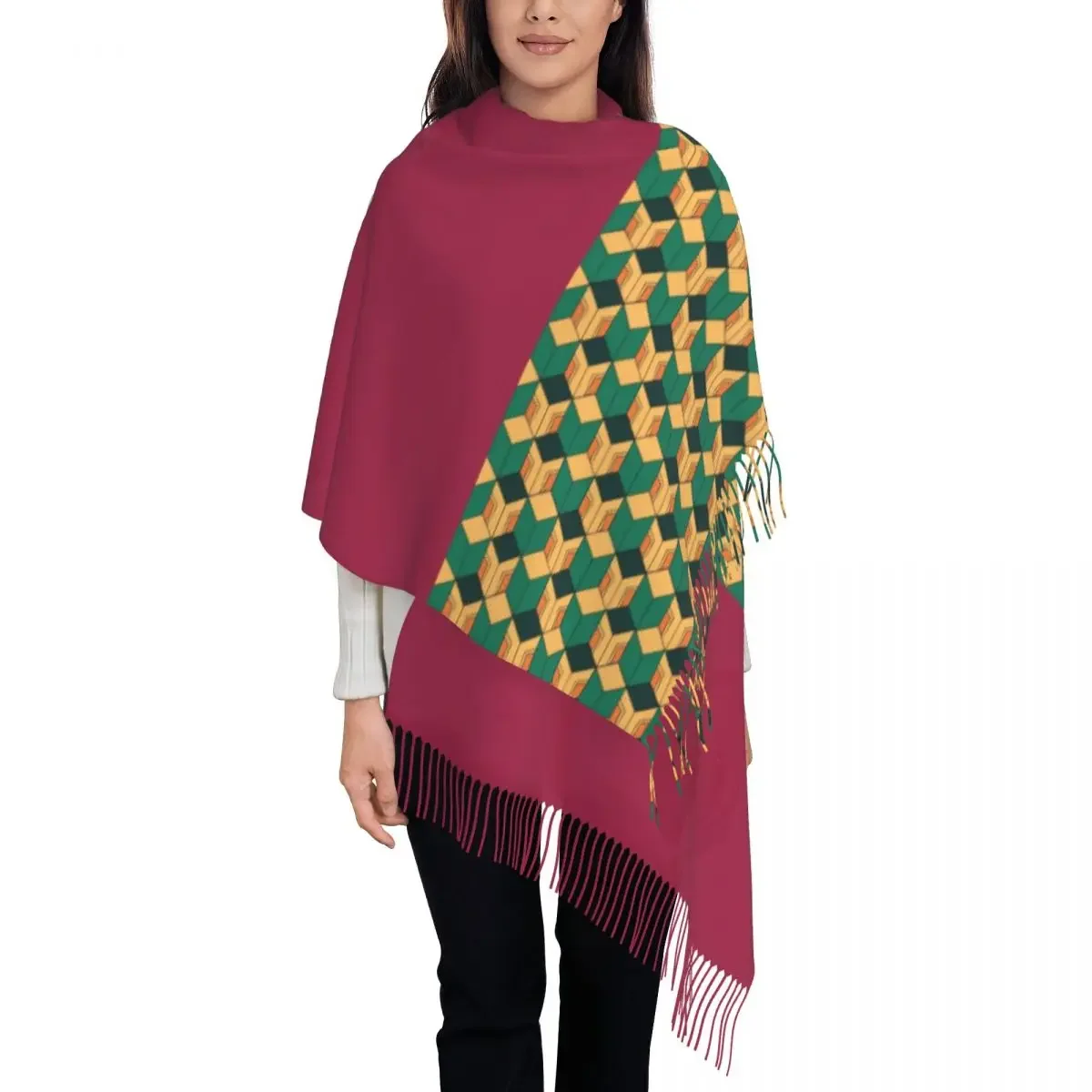 Женская шаль Tomioka мягкая с рисунком из аниме рассекающий демонов осенне-зимние