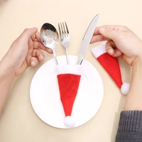 christmas hat kitchen accessories knife and fork cover coasters wine bottle decoration placemats for table dining table mat bar