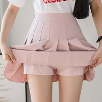 2021 spring summer korean skirt shorts women high waist sexy mini skirt school short pleated kawaii japanese pink skirt female