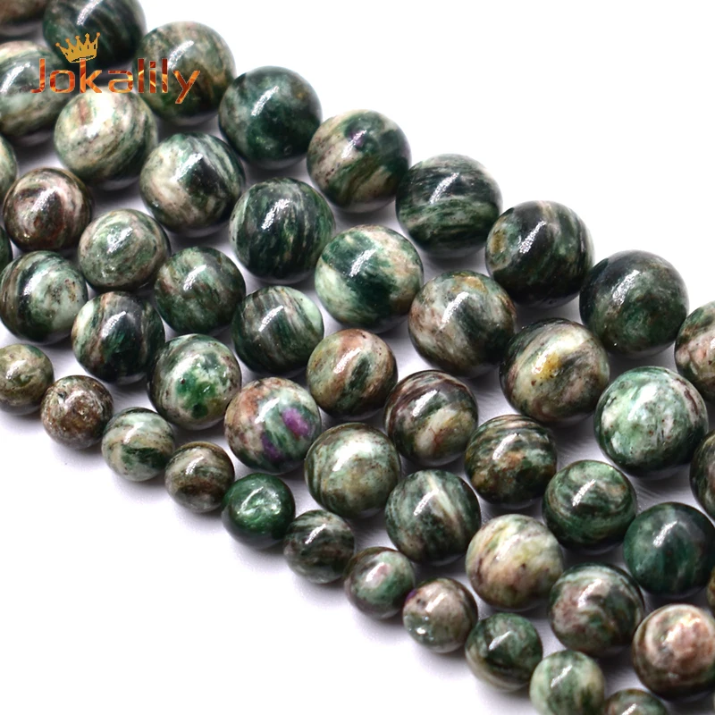 Натуральный слюда зеленый лепидолит каменные бусины Euchlorite Kmaite круглые свободные разделительные бусины фотобраслет 15