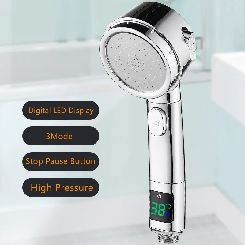 2022 Digital LED Display Shower Head Water Saving Headshower For Baby Adult Bathroom 3Mode Adjustable Spray Heads |